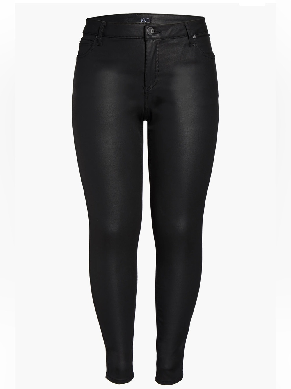 NWT Kut from the Kloth Size 10 Black Mia Coated High Rise Toothpick Skinny Jean